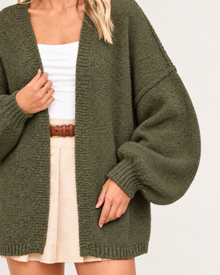 CloudKnit™ Oversized Lantern Sleeve Cardigan