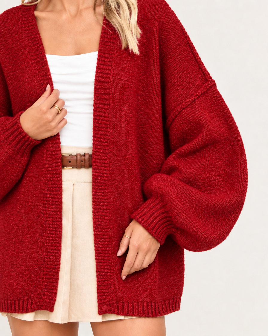 CloudKnit™ Oversized Lantern Sleeve Cardigan