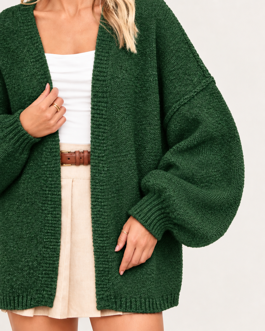 CloudKnit™ Oversized Lantern Sleeve Cardigan