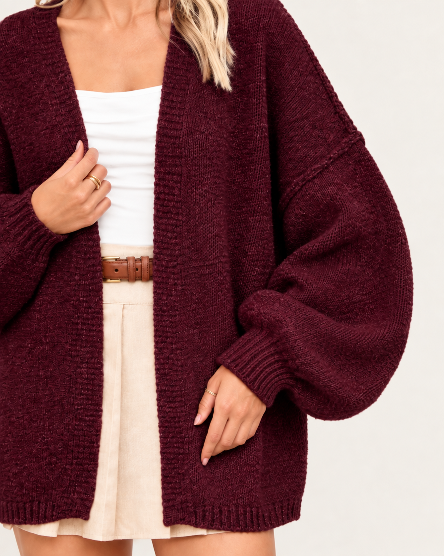 CloudKnit™ Oversized Lantern Sleeve Cardigan