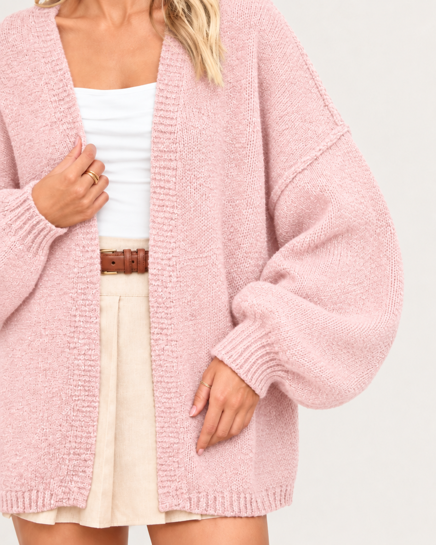CloudKnit™ Oversized Lantern Sleeve Cardigan