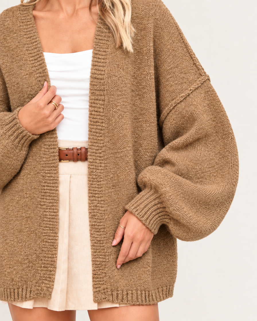 CloudKnit™ Oversized Lantern Sleeve Cardigan