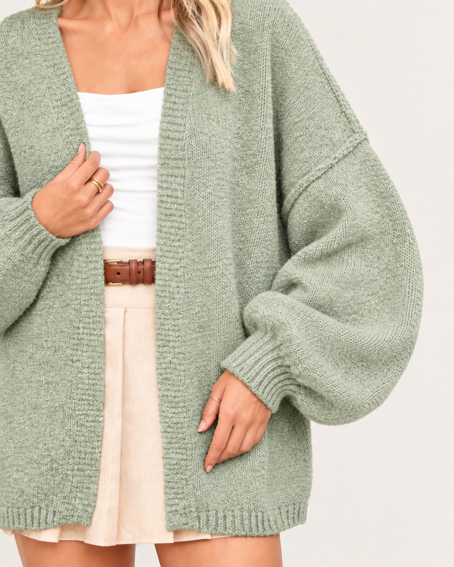 CloudKnit™ Oversized Lantern Sleeve Cardigan