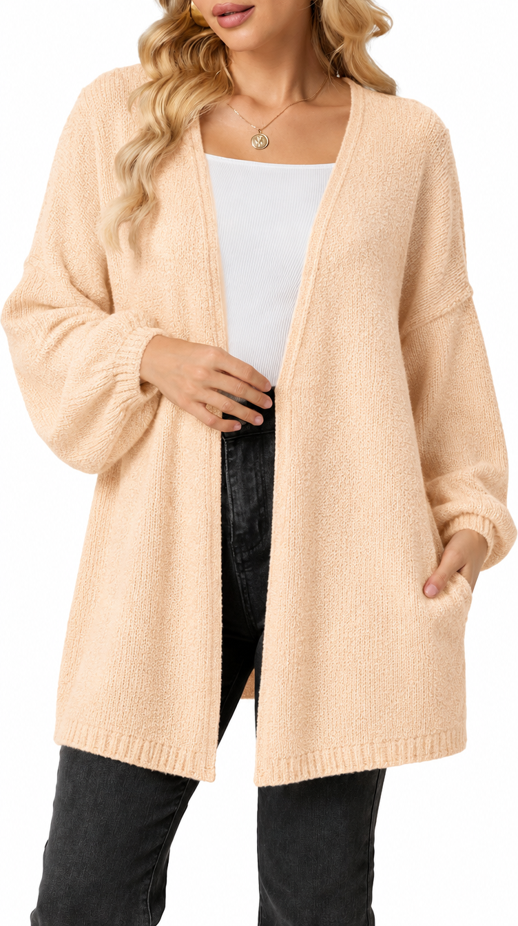 CloudKnit™ Oversized Lantern Sleeve Cardigan