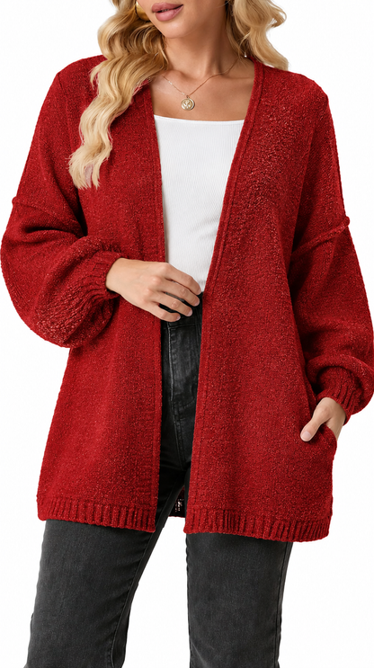 CloudKnit™ Oversized Lantern Sleeve Cardigan