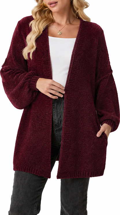CloudKnit™ Oversized Lantern Sleeve Cardigan