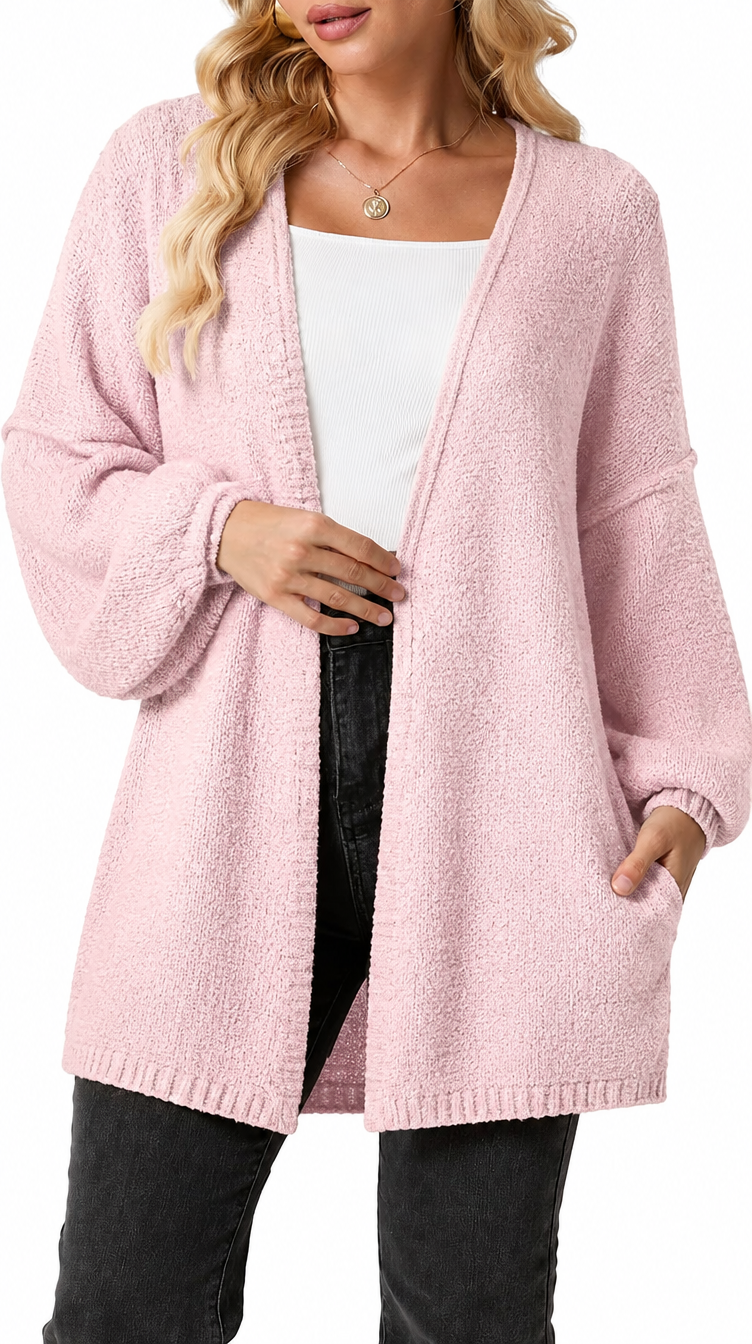 CloudKnit™ Oversized Lantern Sleeve Cardigan