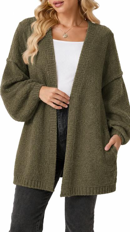 CloudKnit™ Oversized Lantern Sleeve Cardigan