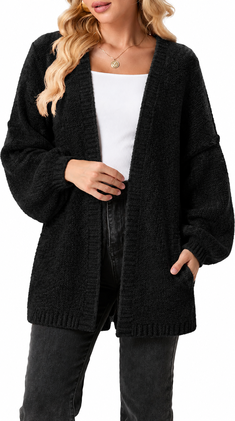 CloudKnit™ Oversized Lantern Sleeve Cardigan
