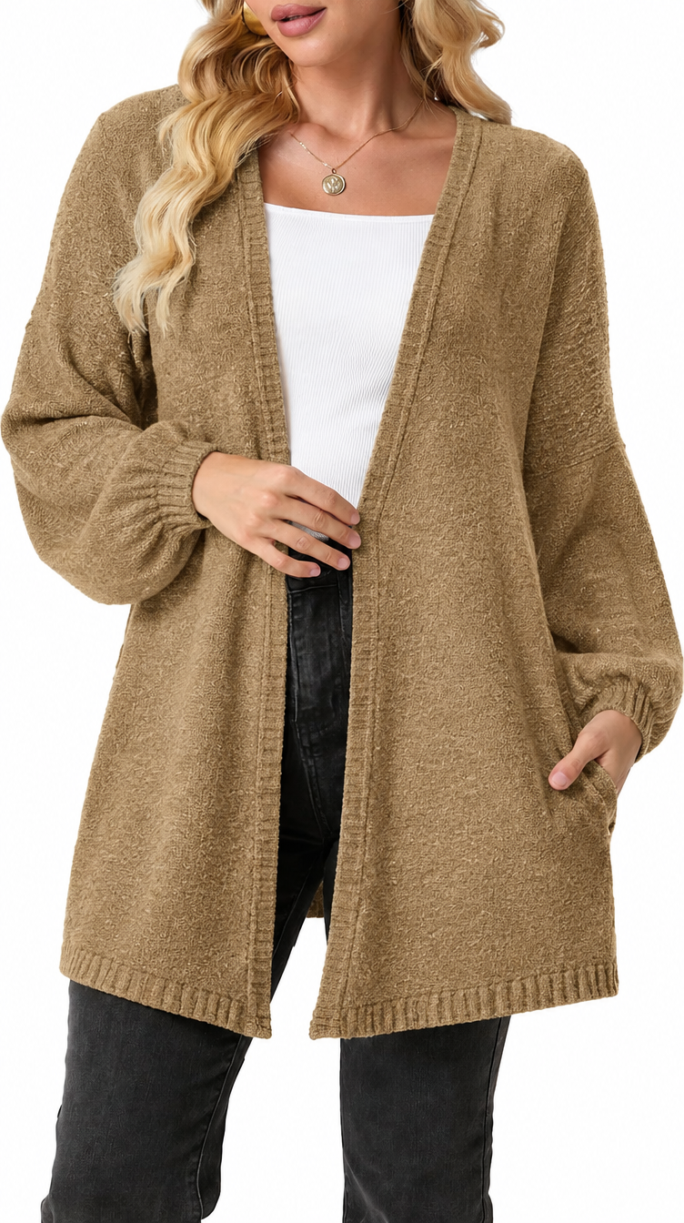 CloudKnit™ Oversized Lantern Sleeve Cardigan