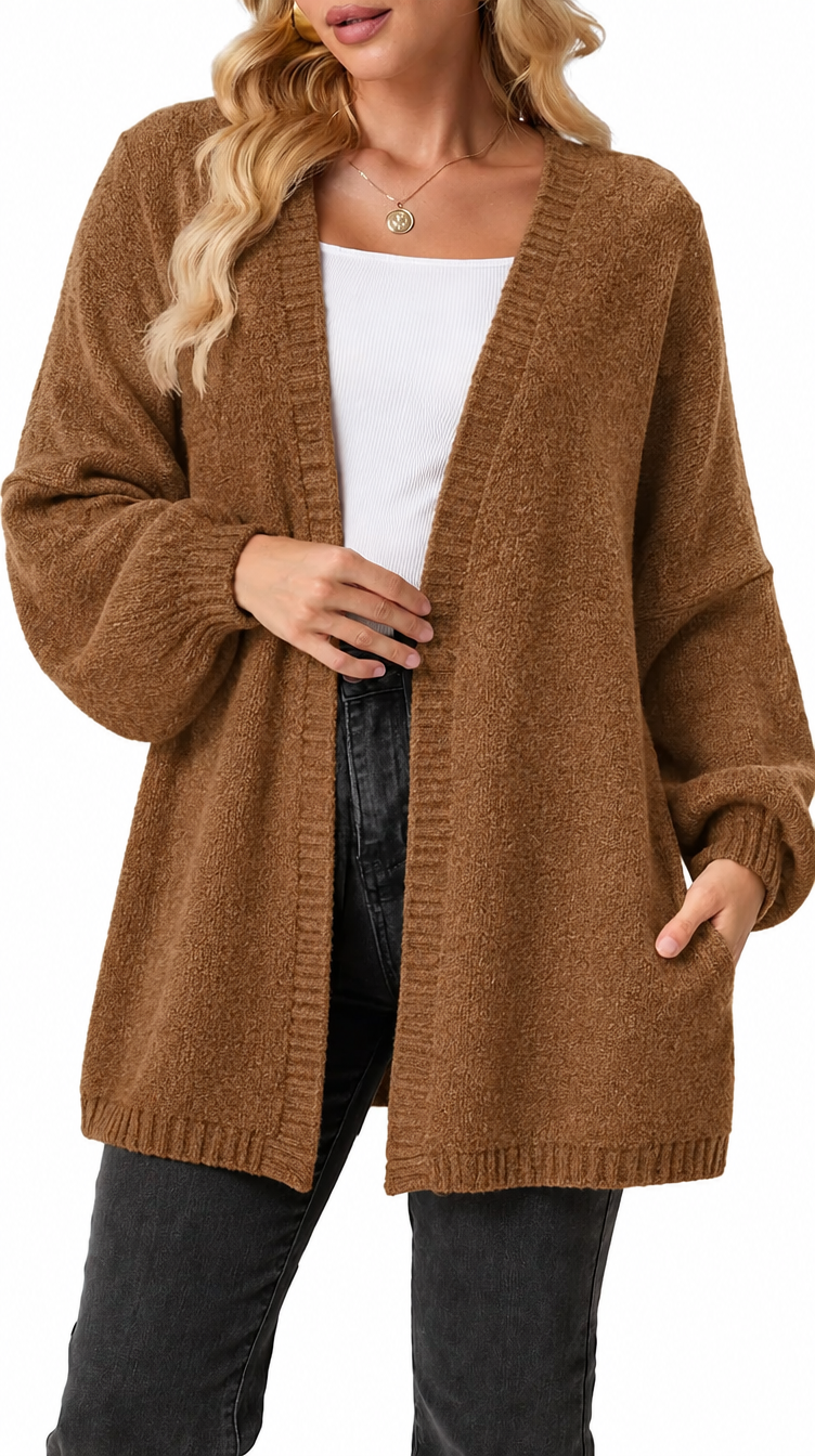 CloudKnit™ Oversized Lantern Sleeve Cardigan