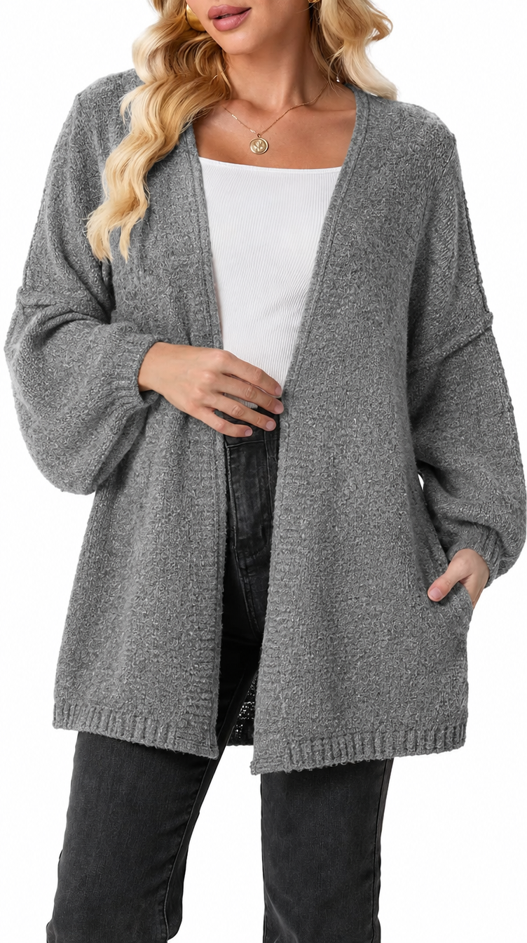 CloudKnit™ Oversized Lantern Sleeve Cardigan