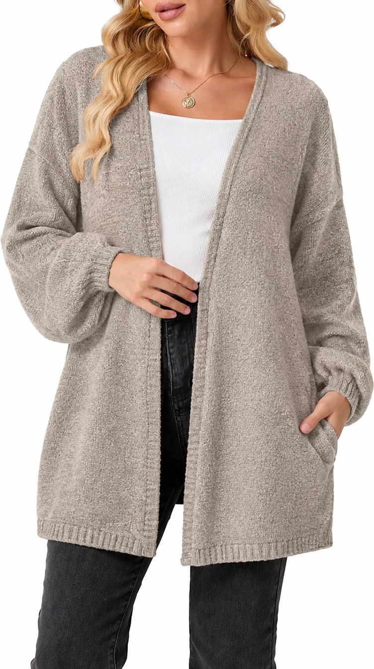 CloudKnit™ Oversized Lantern Sleeve Cardigan