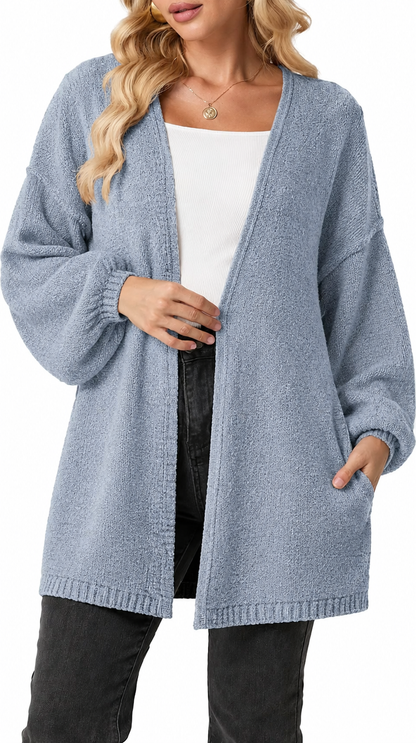 CloudKnit™ Oversized Lantern Sleeve Cardigan